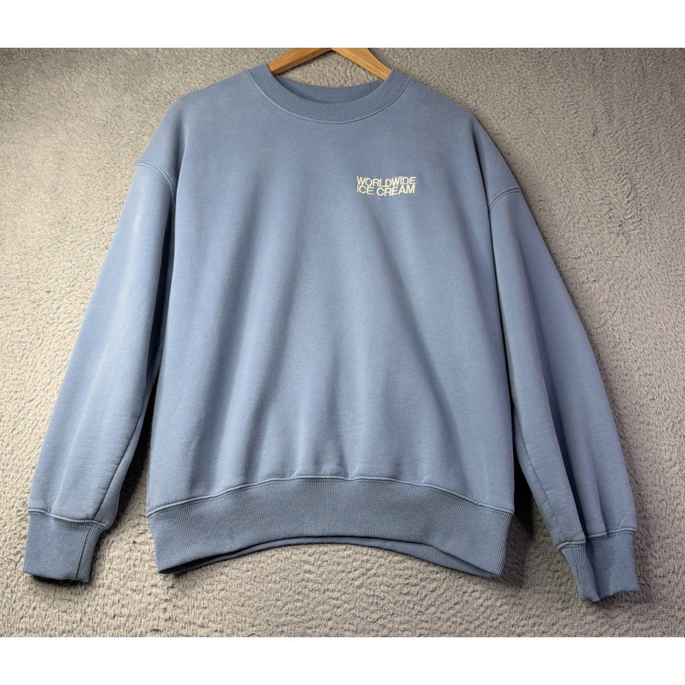 Dandy Worldwide Sweatshirt Mens M Blue Puff Print Ice Cream Streetwear Crewneck